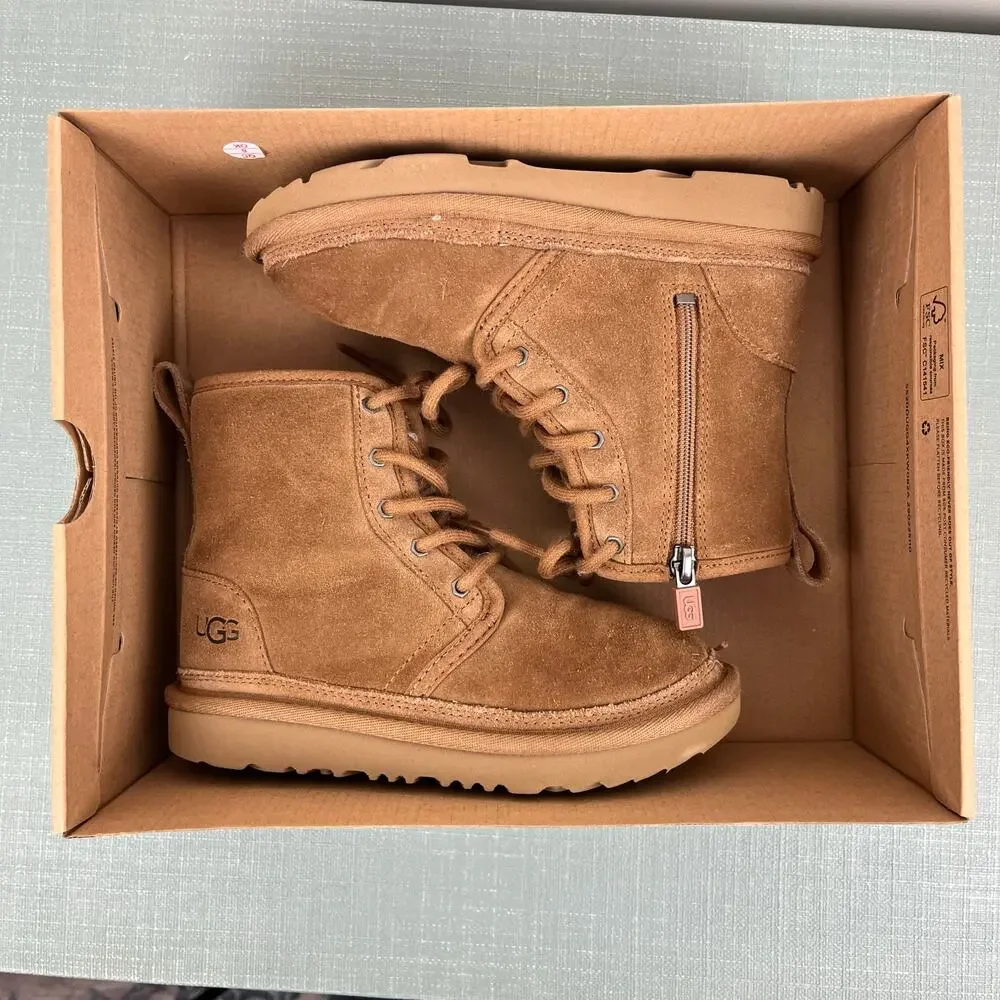 Ugg Kids' Neumel High Suede Sheepskin Chukka Boot Chestnut 13